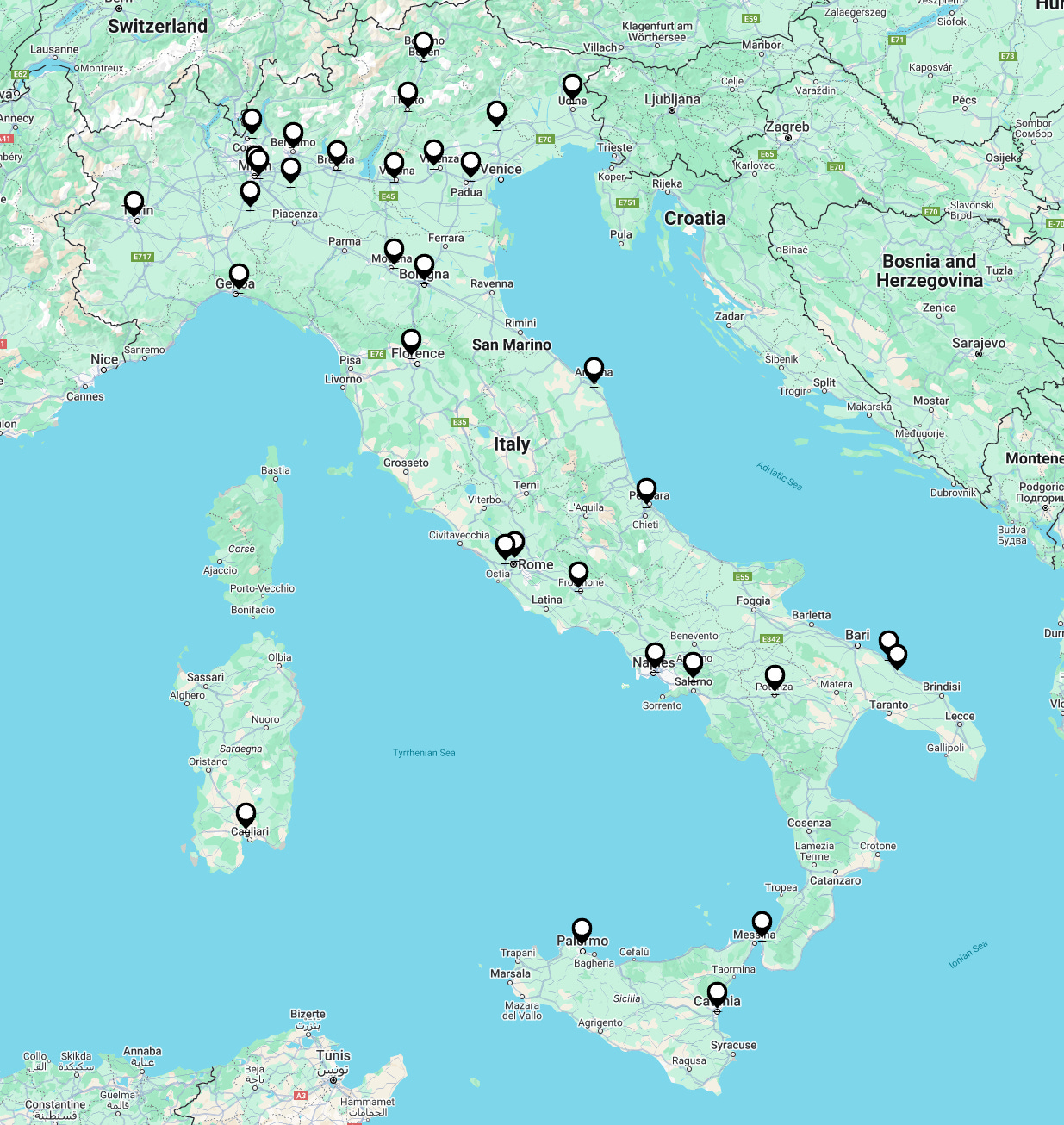 BYD dealers network in March 2025 in Italy