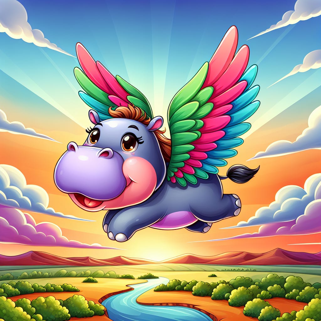 Flying hippo