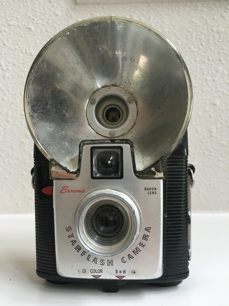 a 1950s Kodak BrownieStarflash camera