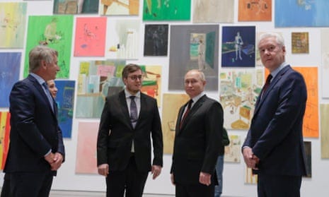 Putin at Leonid Mikhelson’s GES-2 arts centre in Moscow.