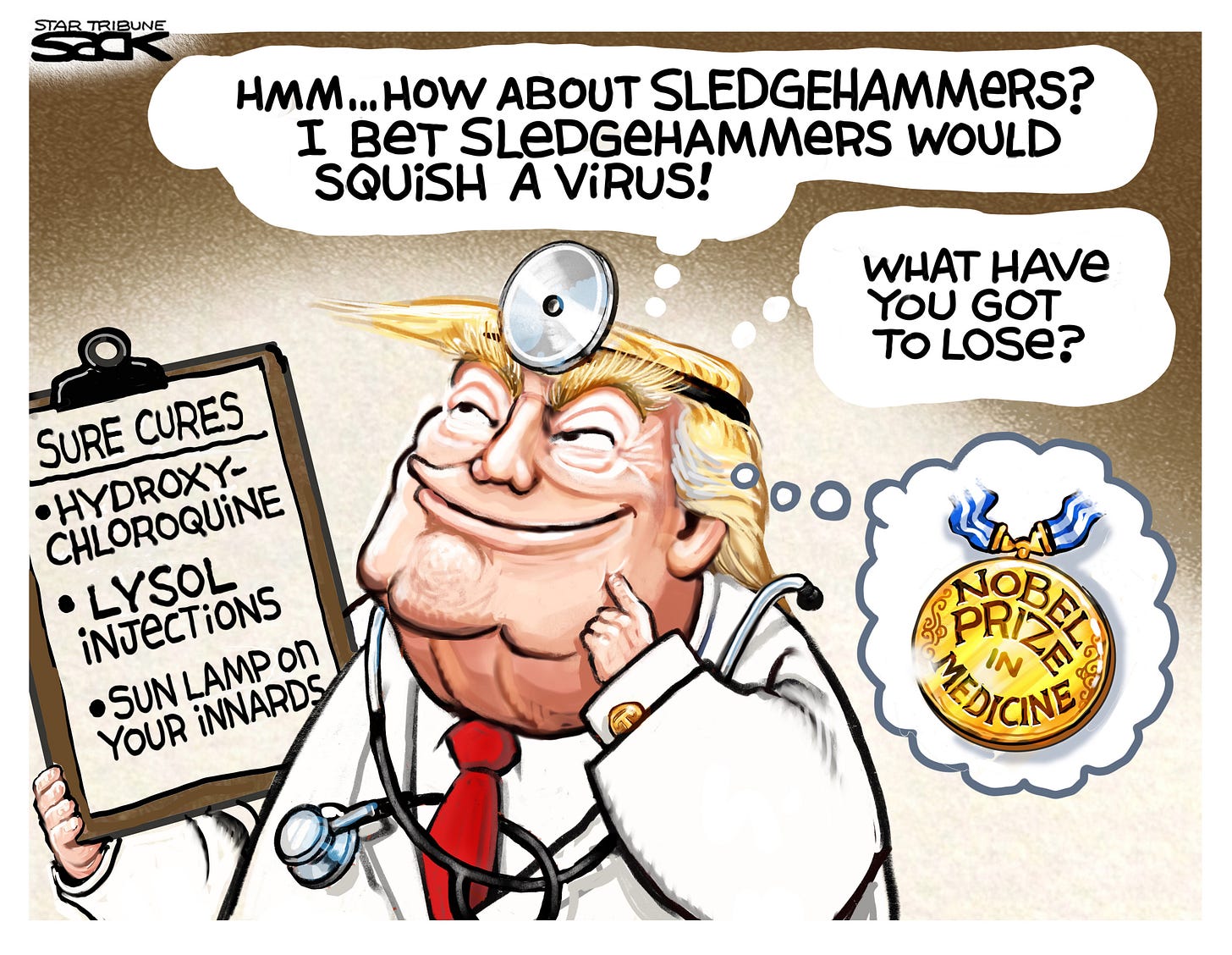 Political Cartoon U.S. doctor Trump suggests ill medical ...