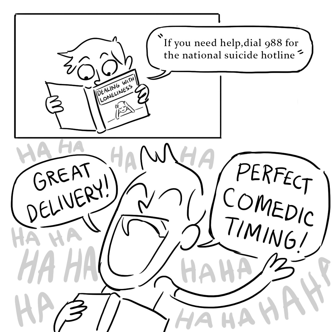 The book is about loneliness and tells Dodge to consult a suicide hotline.