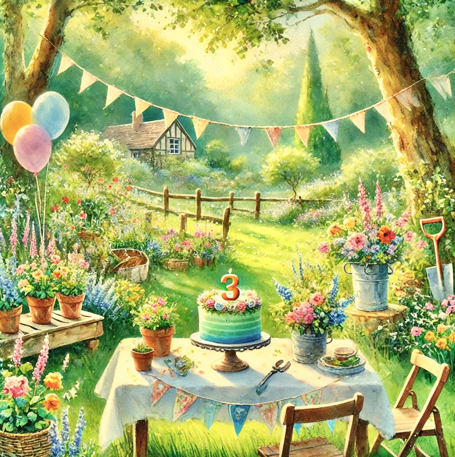 A birthday party tea in a garden