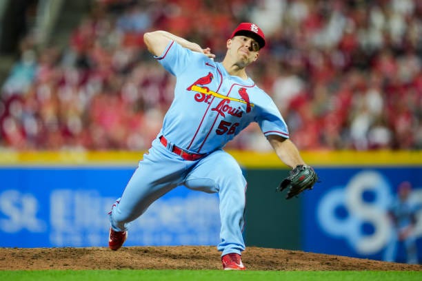 Ryan Helsley of the St. Louis Cardinals throws against the Cincinnati Reds at Great American Ball Park on September 09, 2023 in Cincinnati, Ohio.