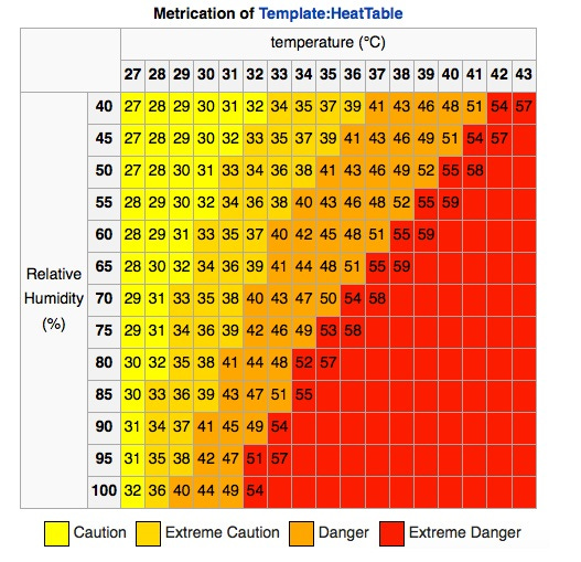 Wet Bulb Temperature Chart
