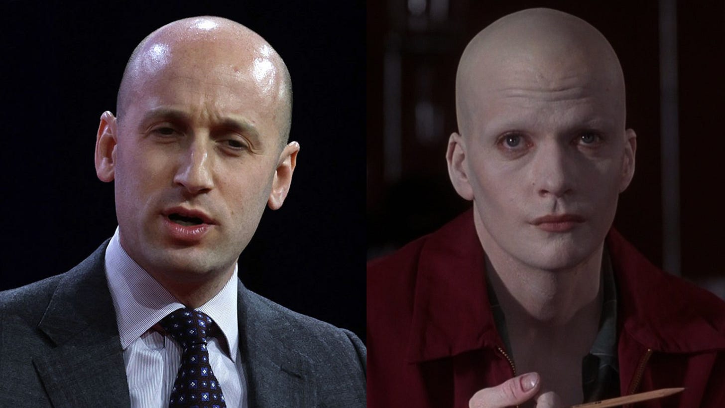 A side by side comparison of Stephen Miller and Sean Patrick Flanery in the movie Powder