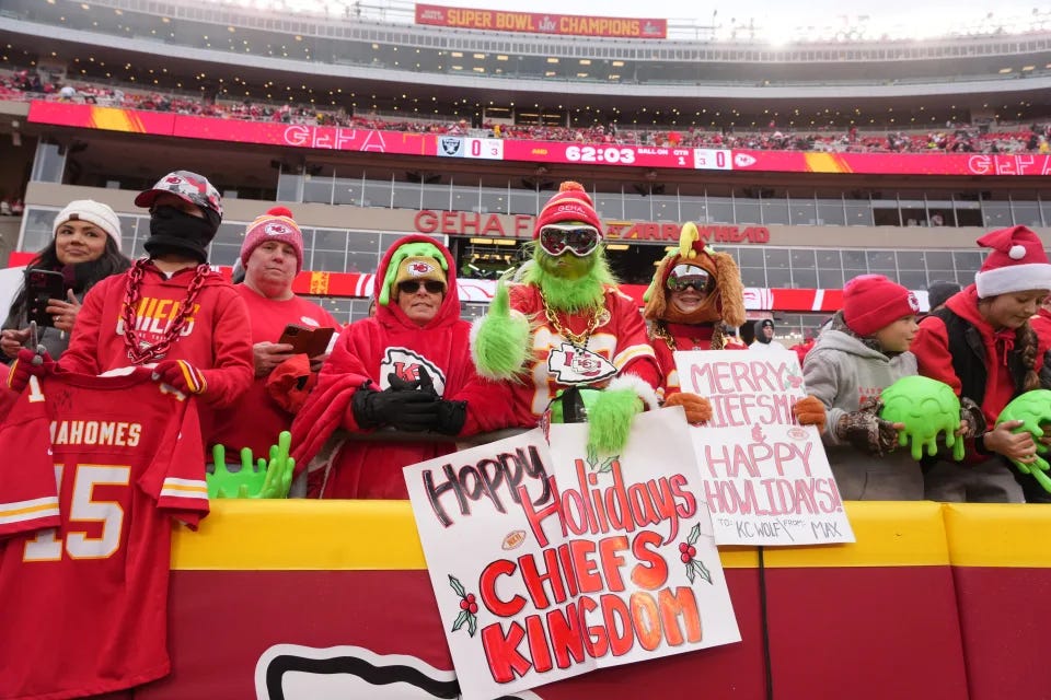 The Raiders-Chiefs game on Christmas was the most-watched game on the holiday in 34 years