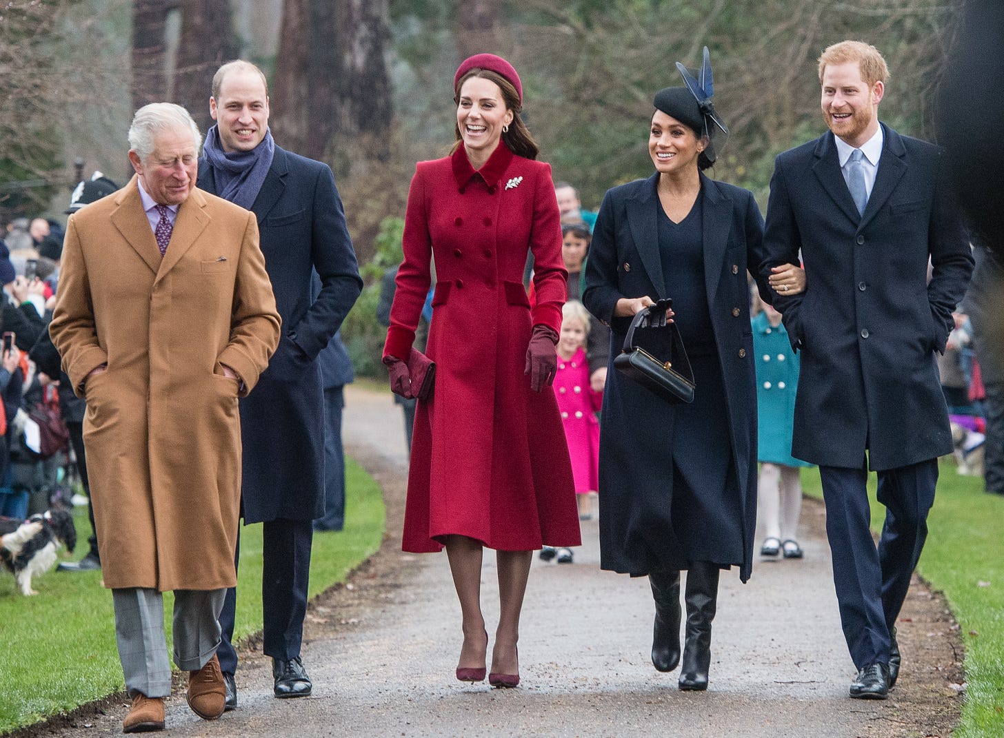 king charles prince william kate middleton meghan markle and prince harry attend christmas at sandringham