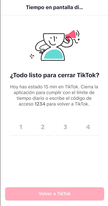 Aviso de tiempo límite en TikTok