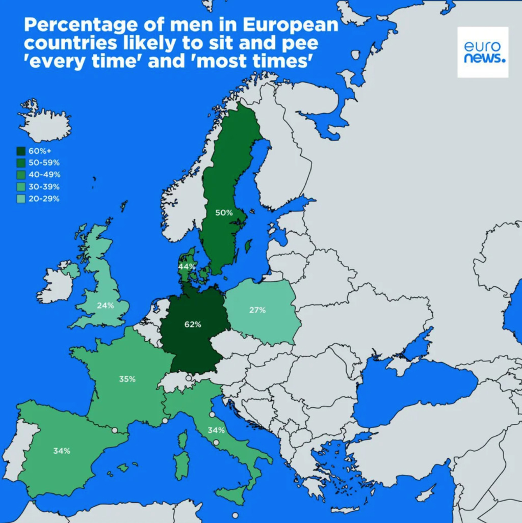 Mapa Europa tendencia mear sentado