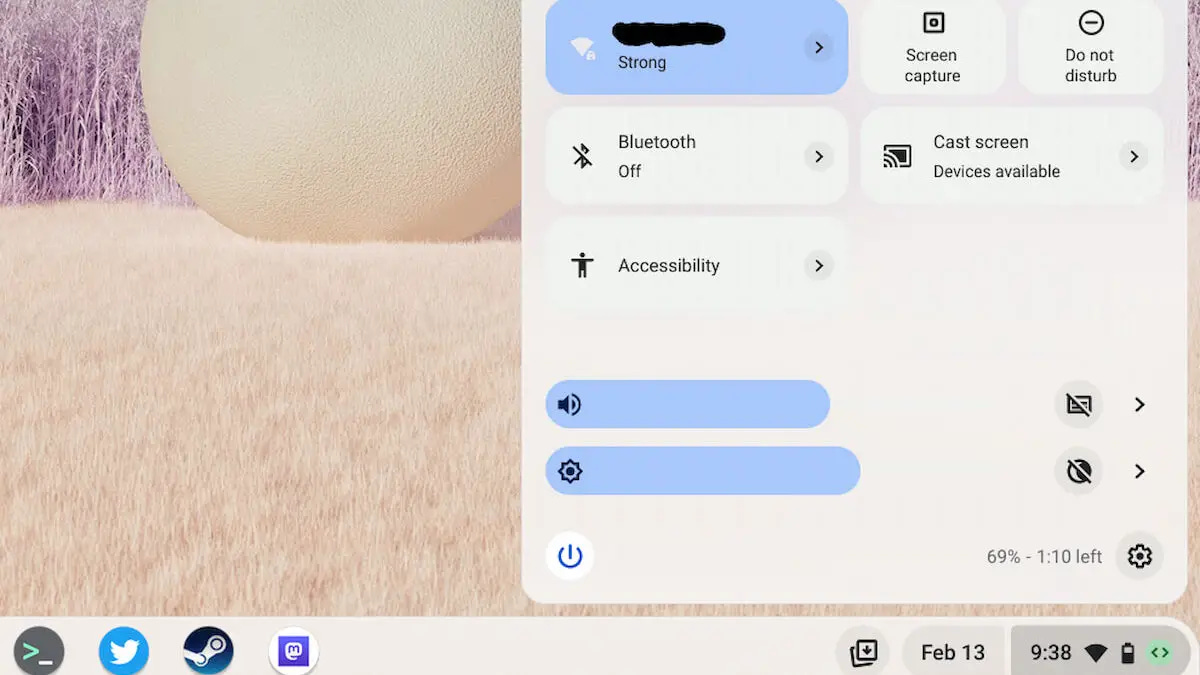 Material You Quick Settings in ChromeOS 111