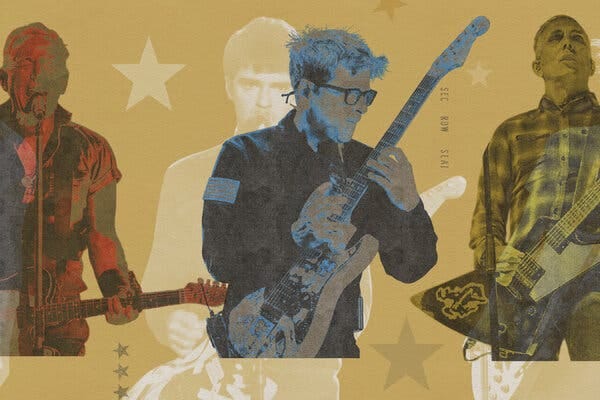 A photo illustration of the band Weezer.