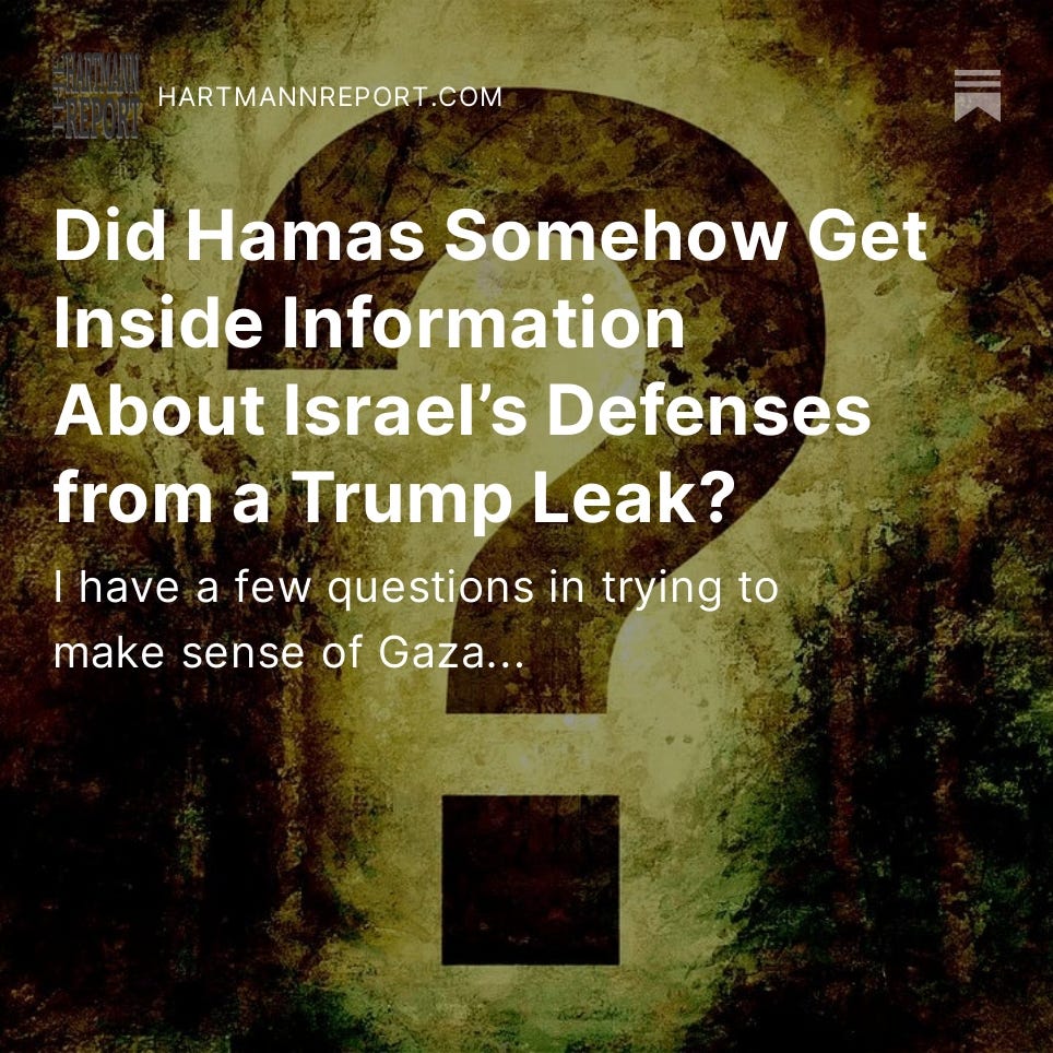 Did Hamas Somehow Get Inside Information About Israel’s Defenses from a Trump Leak?