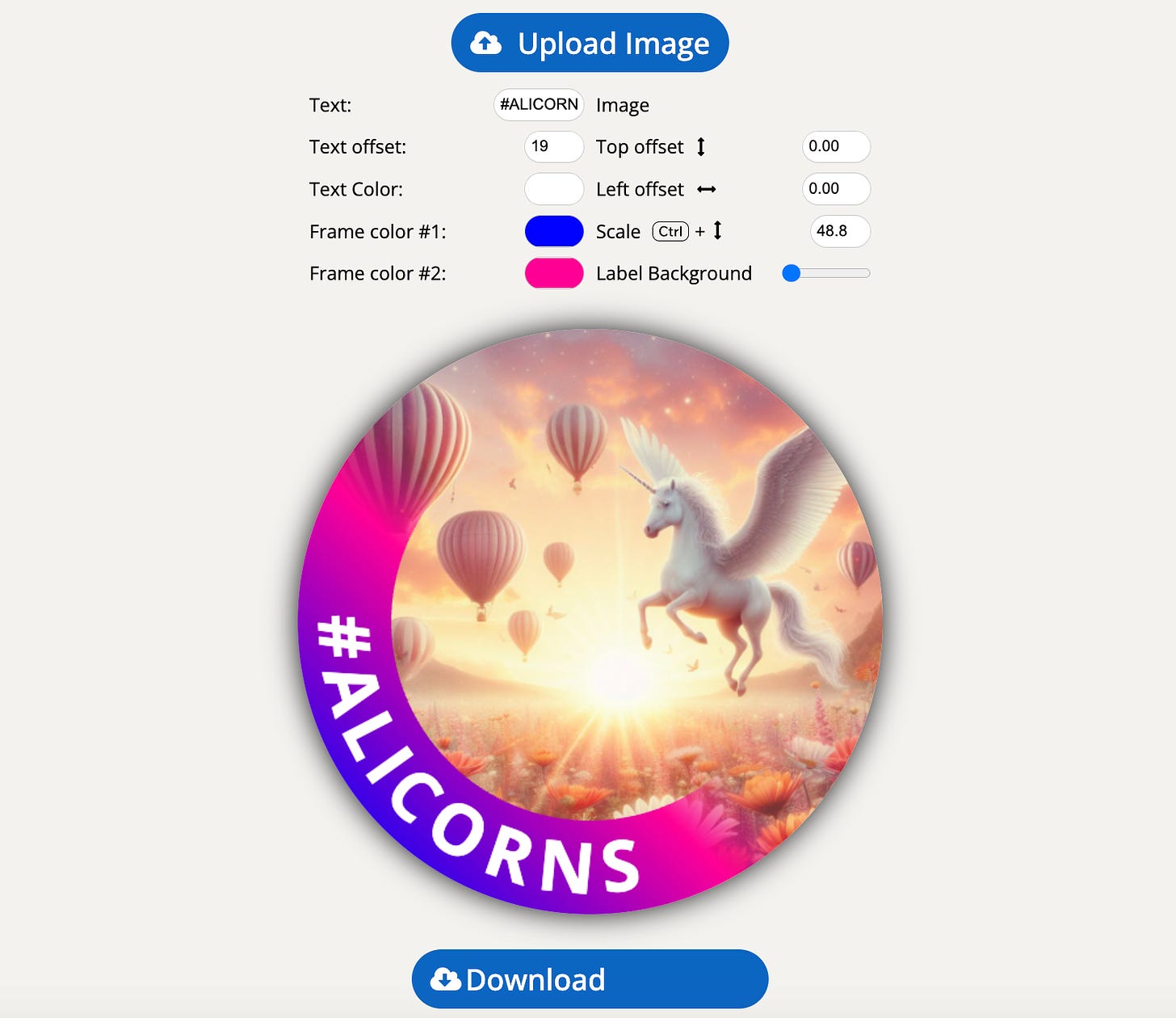 A screenshot of a tool that lets you create a badge for your profile photo.
