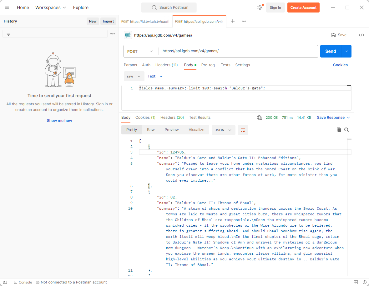 Retrieving game data with specific fields and search query from IGDB API