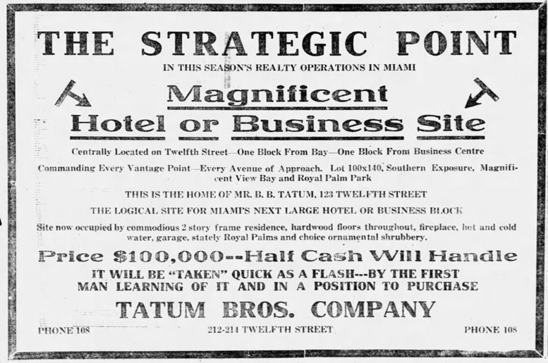 Figure 2: Ad for Tatum Property on February 2, 1917