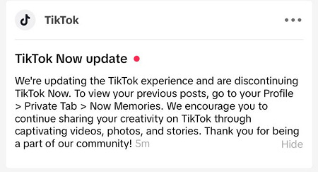 TikTok Now Update