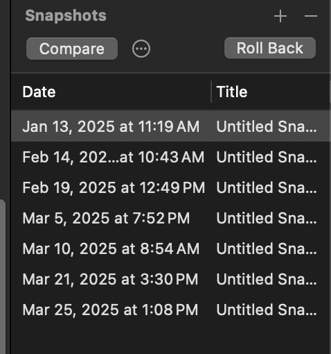 Scrivener chapter snapshots