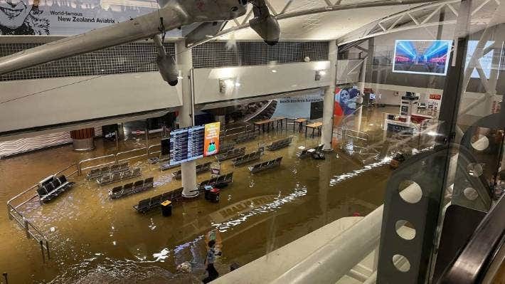 Heavy rain and flooding forced the closure of Auckland Airport’s Domestic and International terminals on Friday night. (Picture by Sarah Crouch, supplied to stuff.co.nz.)