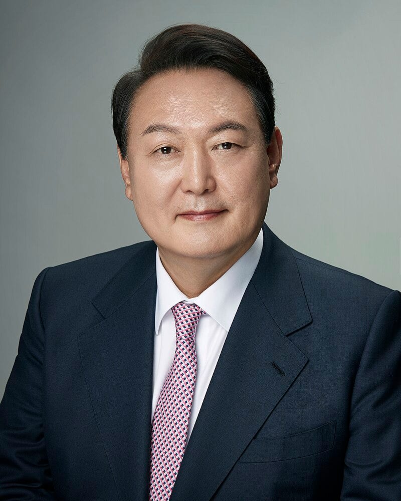 A portrait of impeached South Korean president Yoon Suk Yeol.