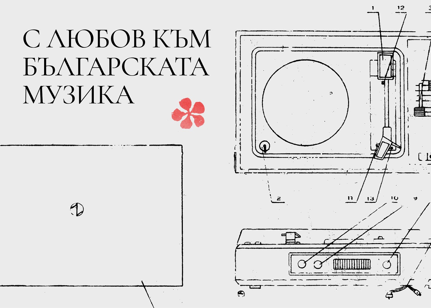 Диаграма на грамофон "Ахат." В горния десен ъгъл има текст: "С любов към българската музика"