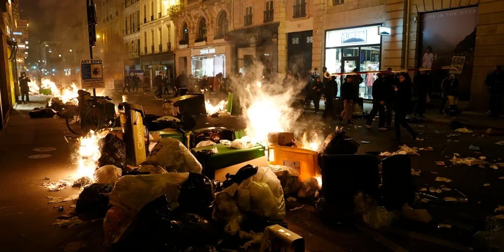 Casi 300 detenidos en Francia en otra noche de protestas contra el decreto  de Macron que impuso la reforma de las pensiones - Infobae