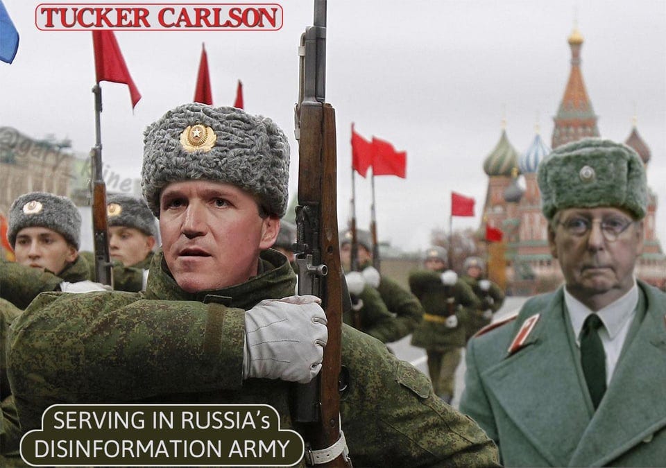 r/PoliticalHumor - TUCKER CARLSON ine SERVING IN RUSSIA'S DISINFORMATION ARMY