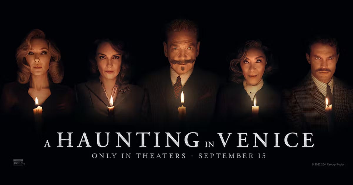 "A Haunting in Venice" movie banner.