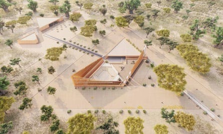 An aerial view of a design for a museum