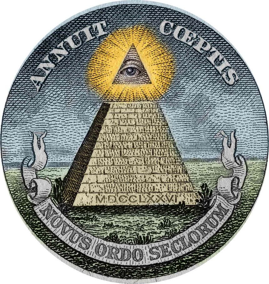 The pyramid and the all-seeing eye, symbols used in the Great Seal of the United States