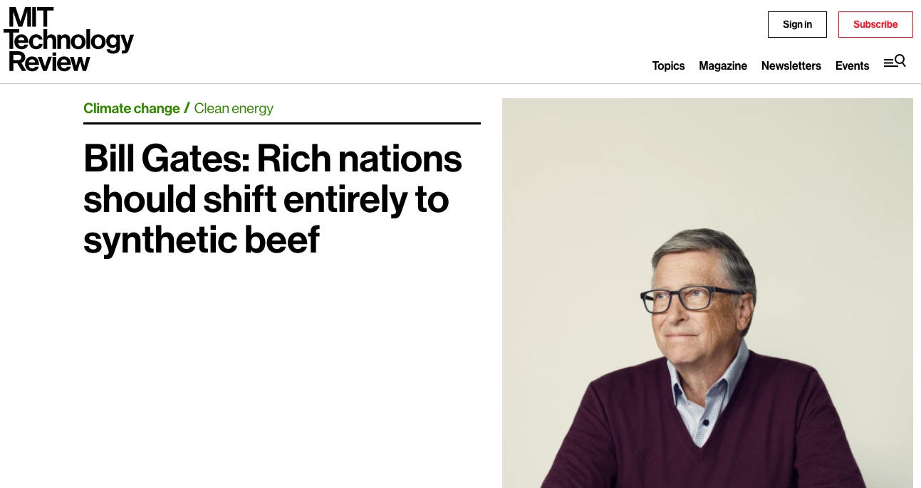 Synthetic meat investor Bill Gates calls for rich countries to shift  entirely to synthetic meat - Beef Central