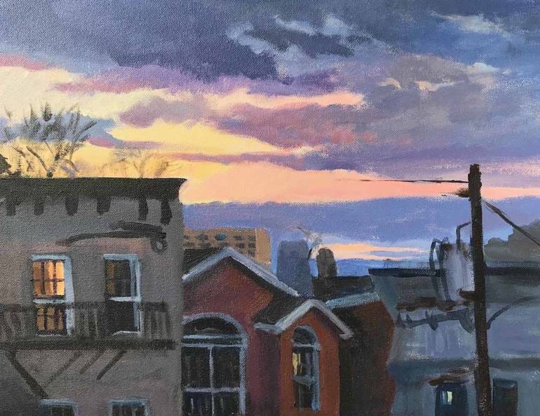 Sunset Over A City Street Painting by Doug Madill | Saatchi Art