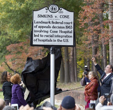 Sign commemorating the Simkins case. (Source: Greensboro Medical Society.)