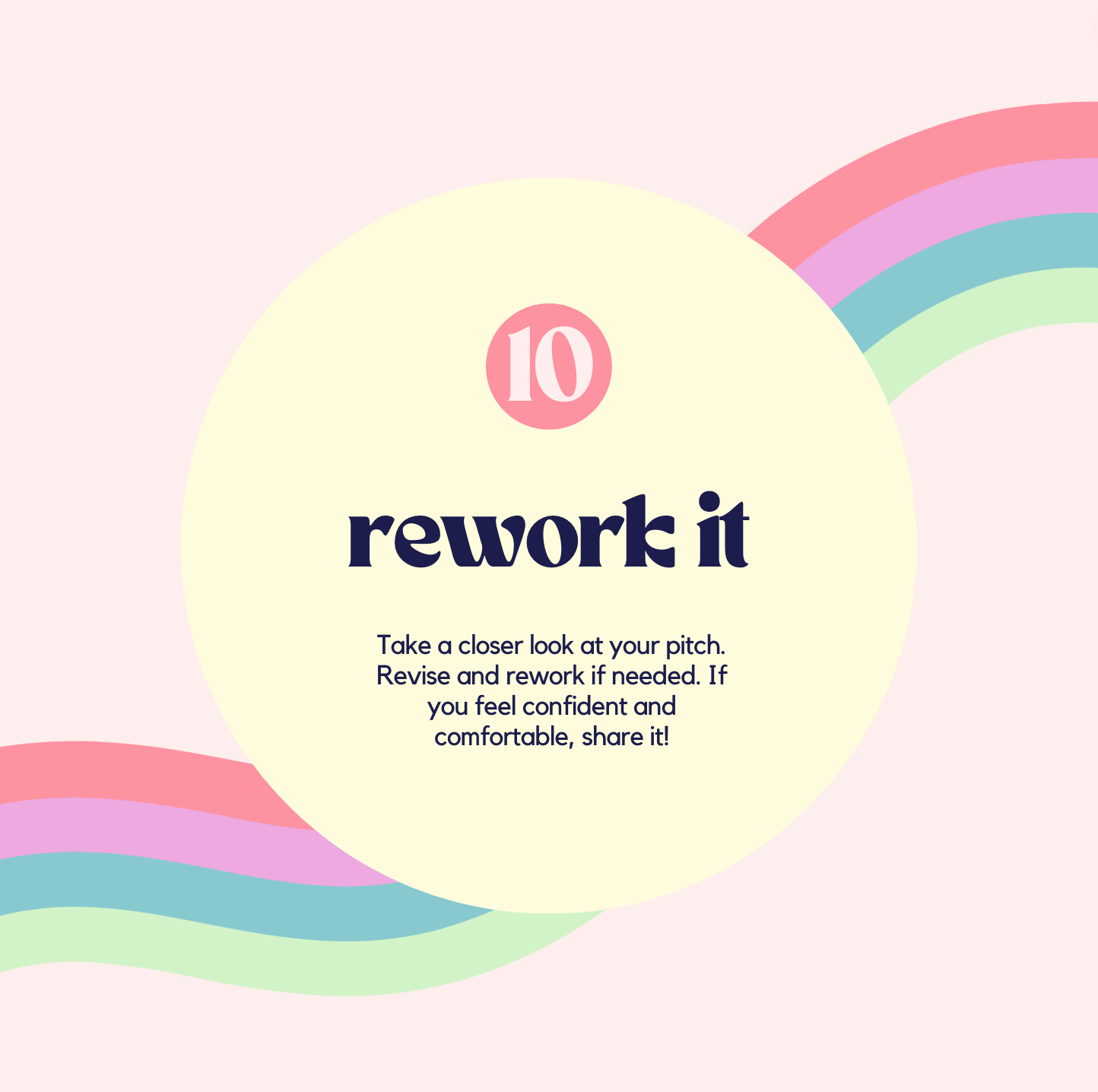 Rework it. Take a closer look at your pitch. Revise and rework if needed. If you feel confident and comfortable, share it!