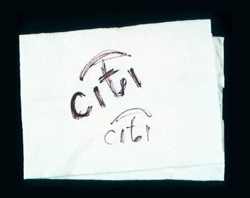 Citi logo sketch by Paula Scher