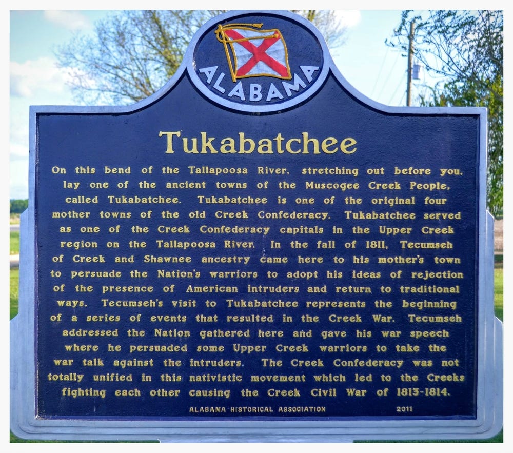 Tukabatchee historical marker, Elmore County, Alabama