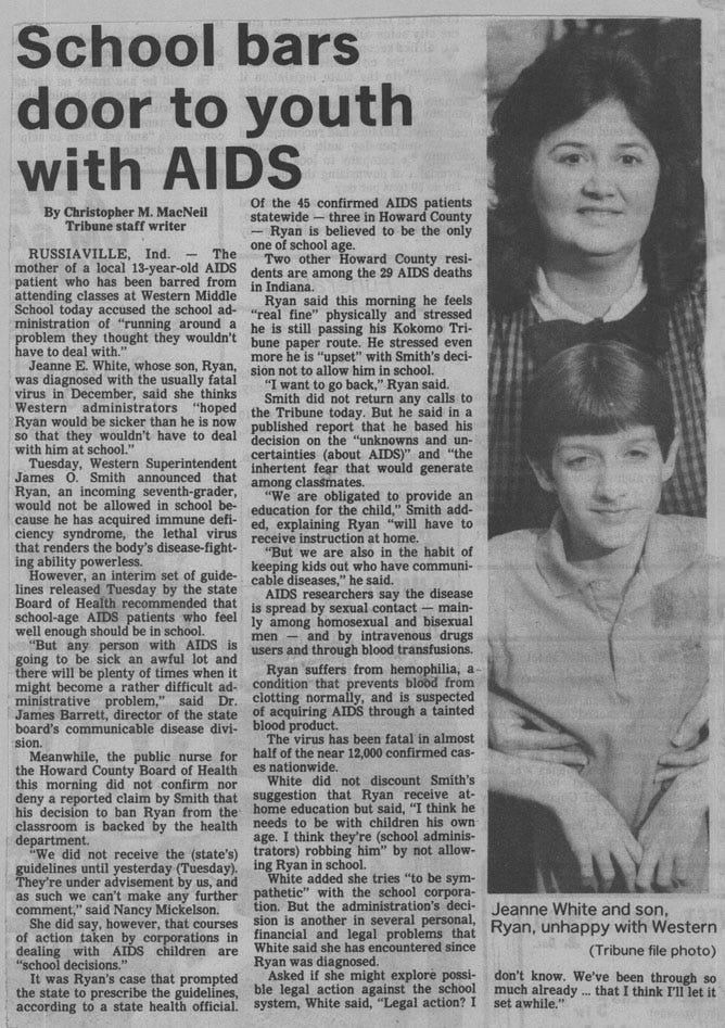 1985- Ryan White Banned From School Because of AIDS