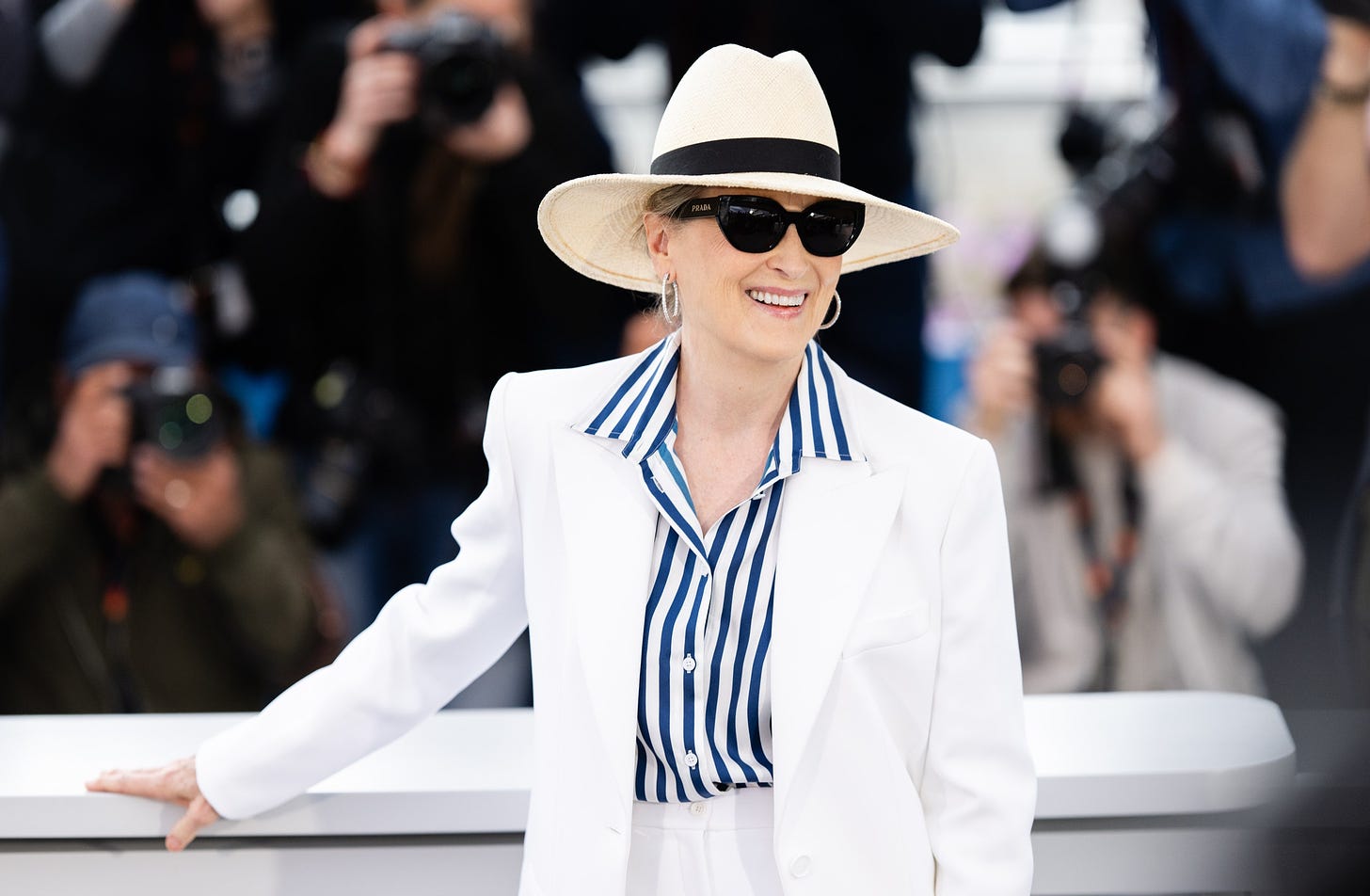 CANNES FRANCE  MAY 14 Meryl Streep attends a photocall as she receives an honorary Palme d'Or at the 77th annual Cannes...