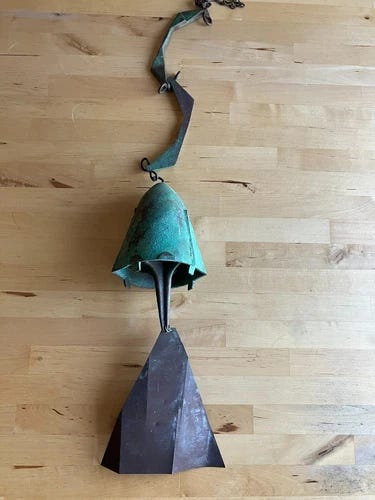 Vintage Paolo Soleri Bronze Bell Wind Chime Arcosanti Brutalist Patina - Picture 6 of 10