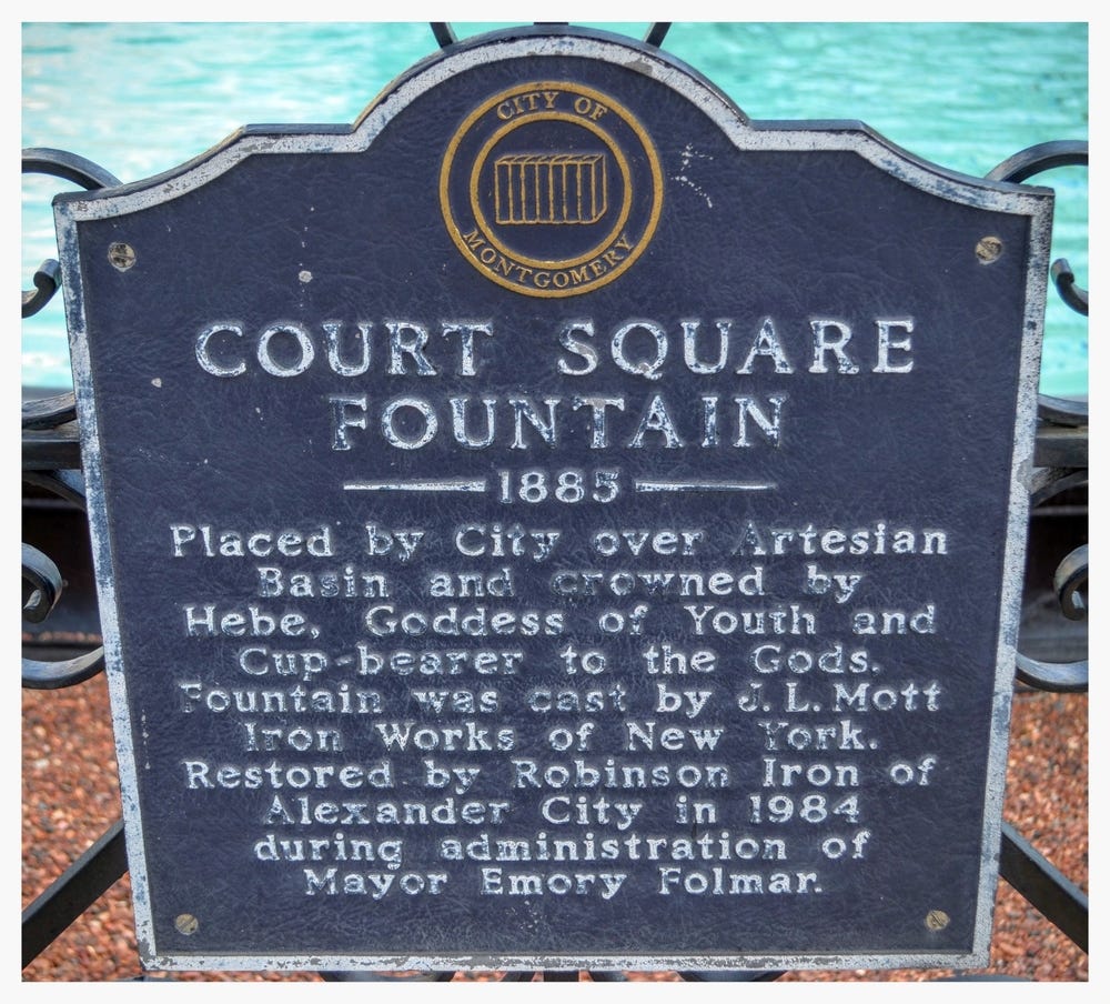 Court Square Fountain plaque, Montgomery, Montgomery County, Alabama