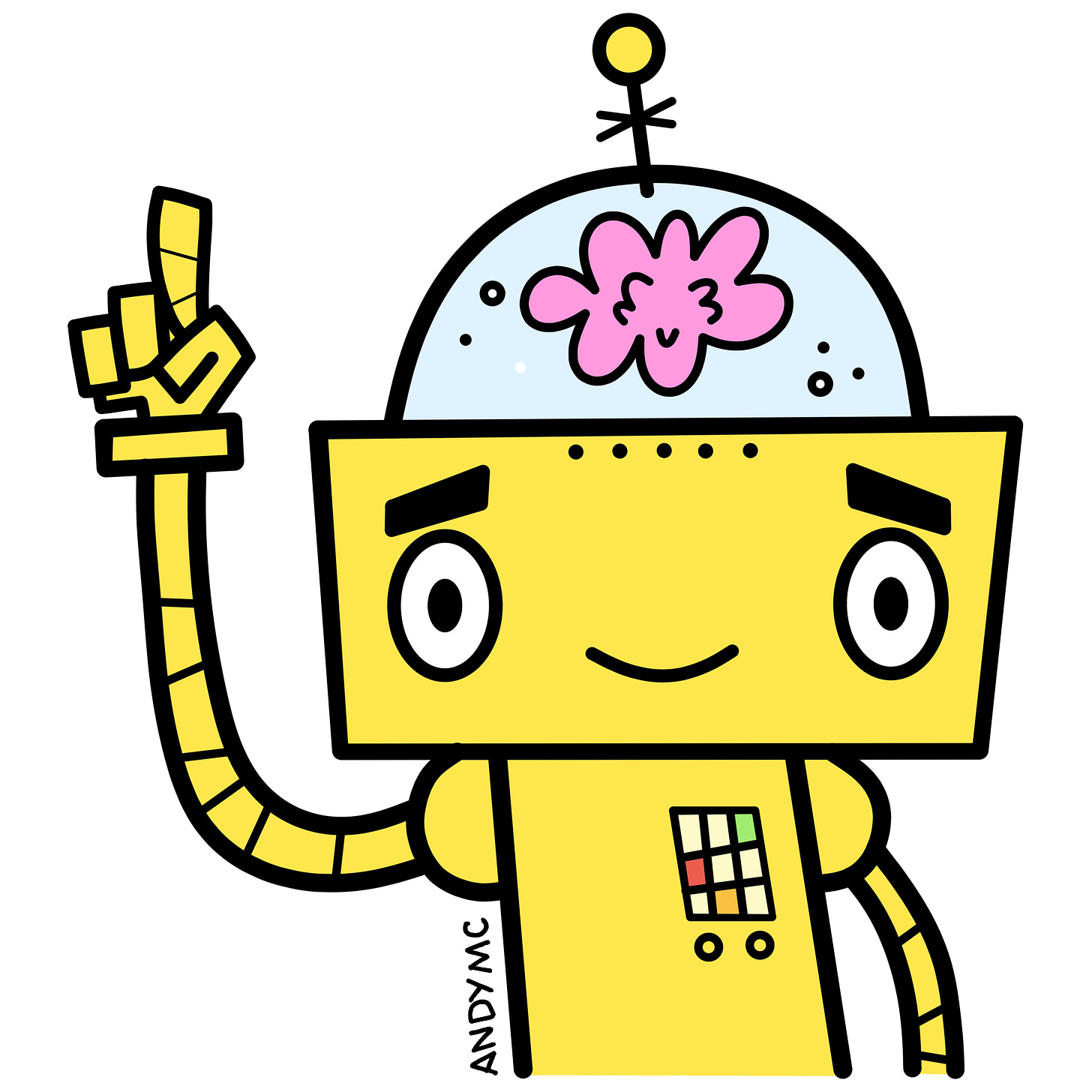 An illustration of a cartoon robot.