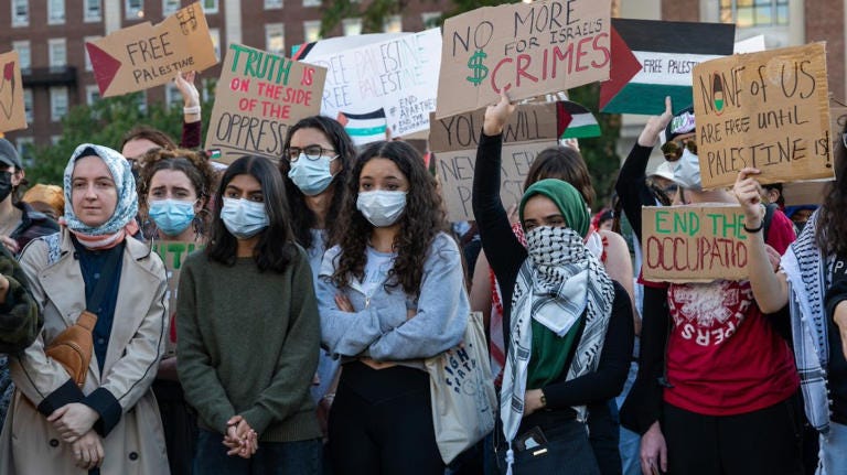 Pro-Palestinian protesters say they were attacked with stink bomb at Columbia University