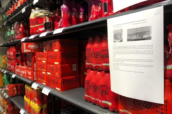 Coca-Cola issues safety recall of soft drinks in Europe | AP News