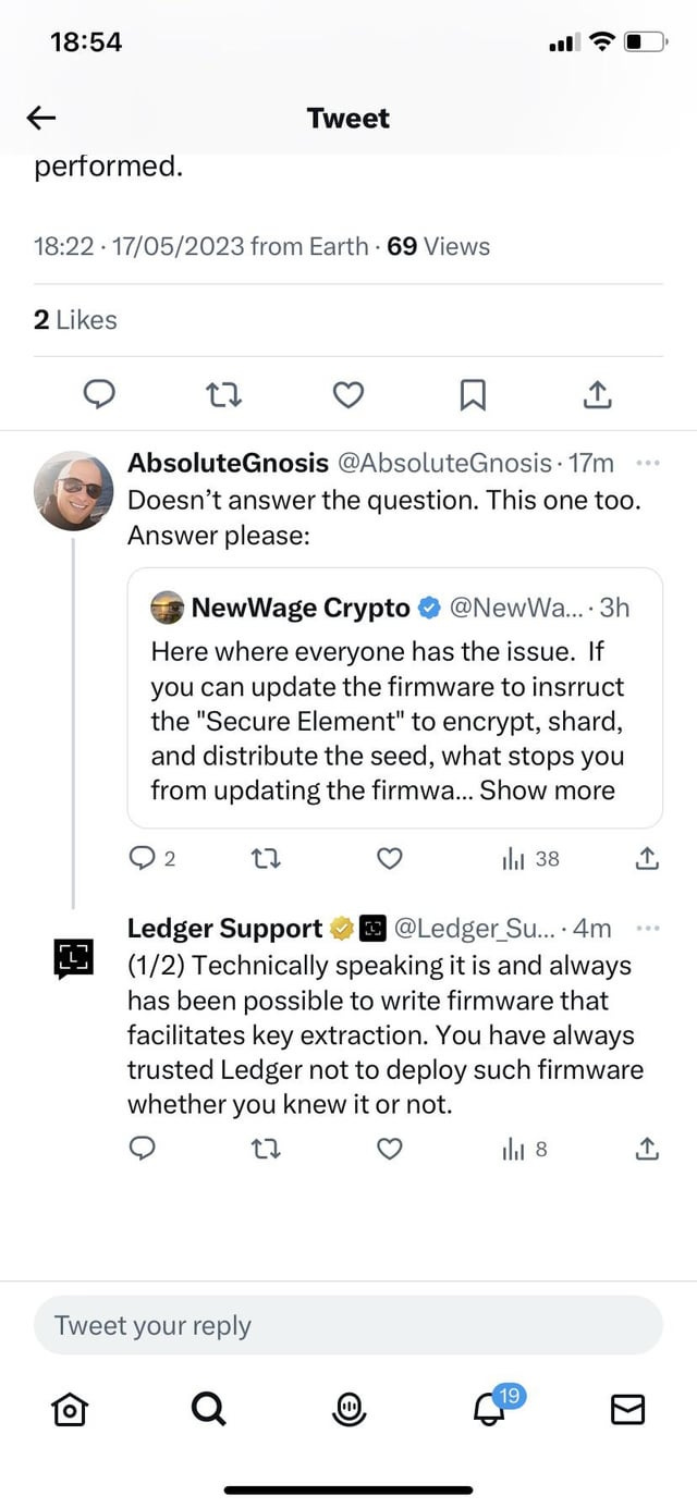 r/ledgerwallet - Ledger admits the ability to be able to create firmware that can extract your private keys…