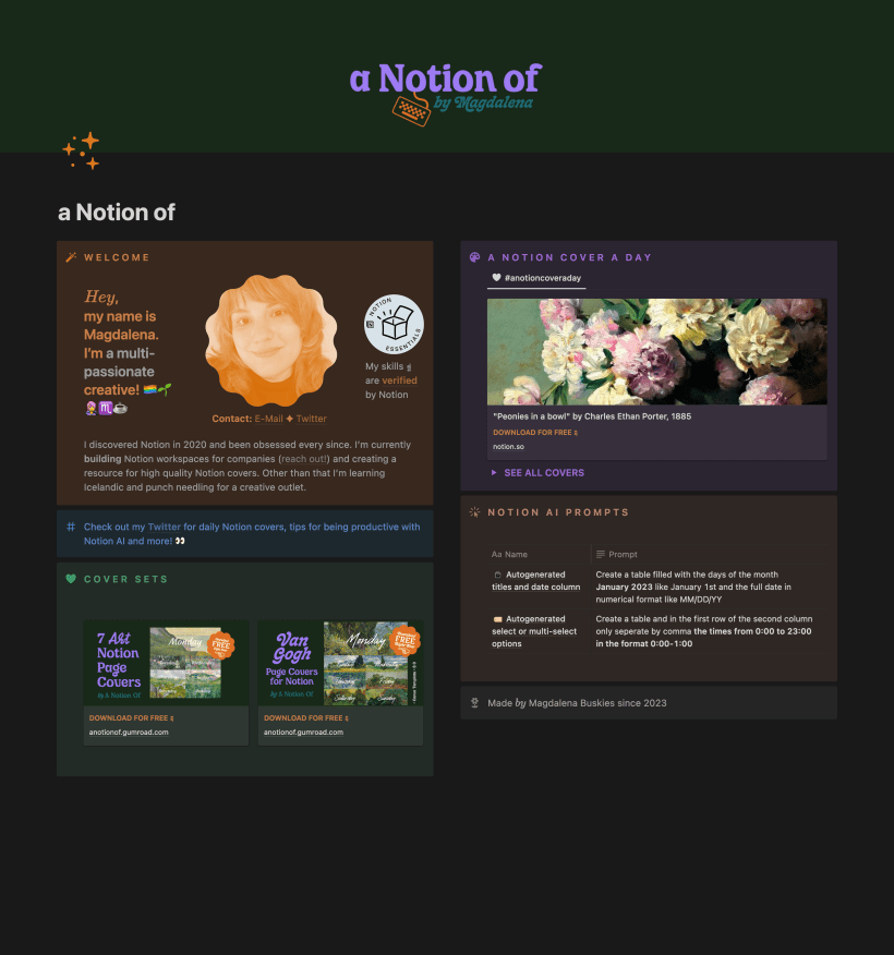 I used this course to relaunch my Notion resource "A Notion Of"