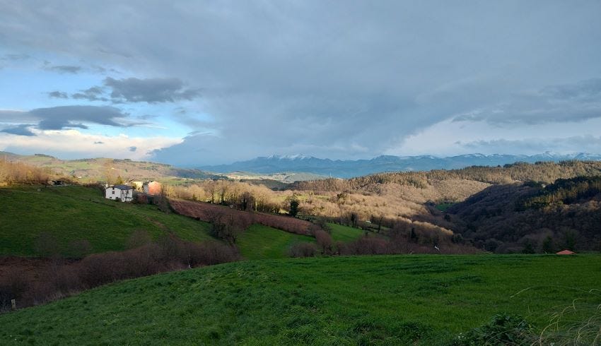 Alrededores de Borres (Asturias) al atardecer