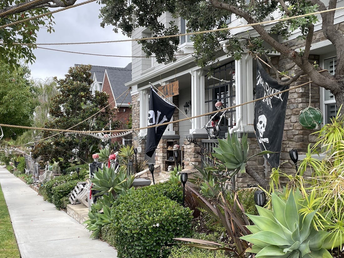 Homes along Peppertree Way in Bressi Ranch in Carlsbad go all out with Halloween decorations and trick-or-treating. Steve Puterski photo