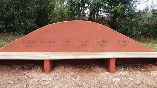 Veddw Seat at Veddw Garden copyright Anne Wareham