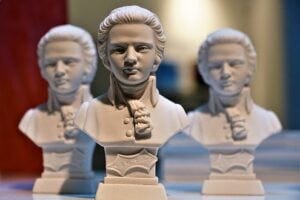 A marble bust of Mozart