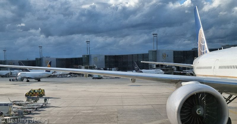 Picture of a plane in an airport